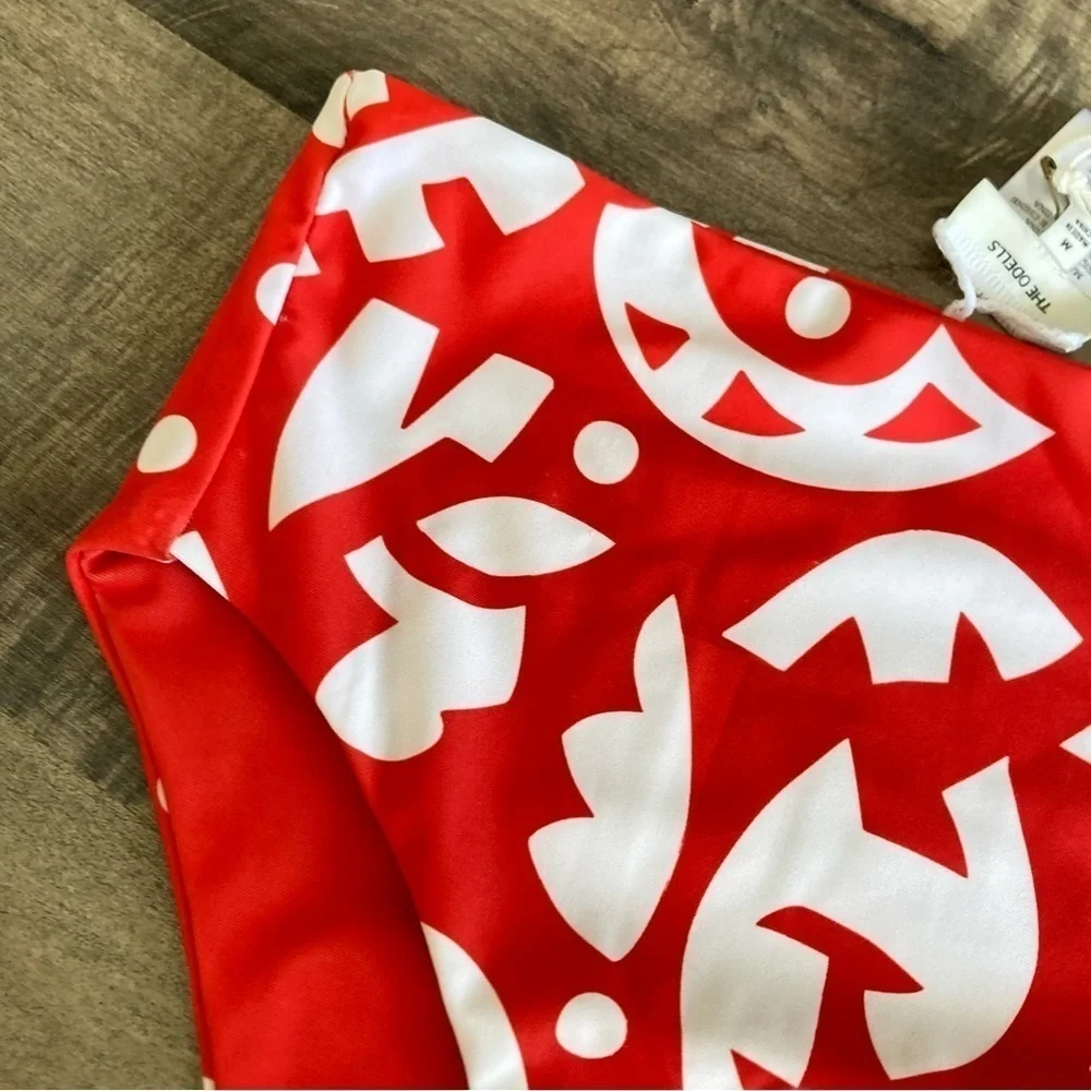 NWT The Odells Anthropologie Jennifer Reversible Red Geometric Bikini Bottoms M